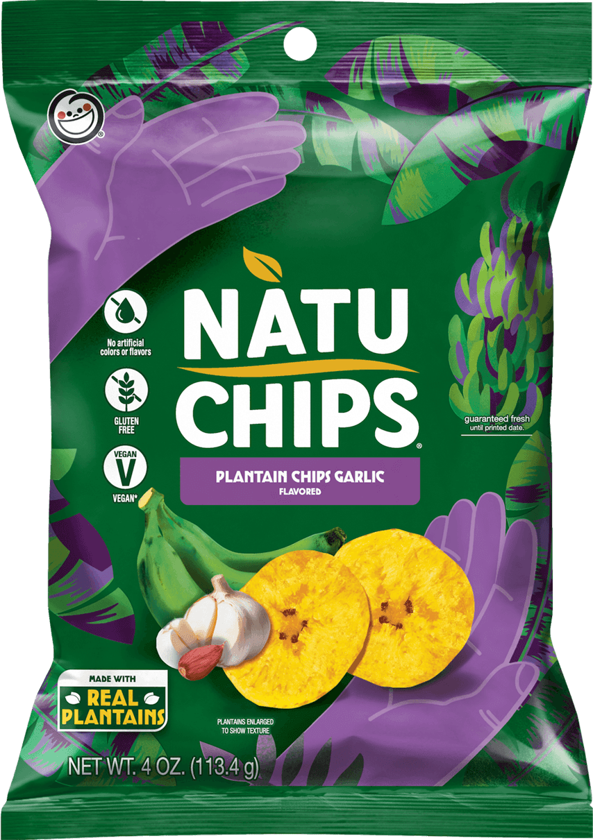 Bag of Plantain Chips Garlic Flavored